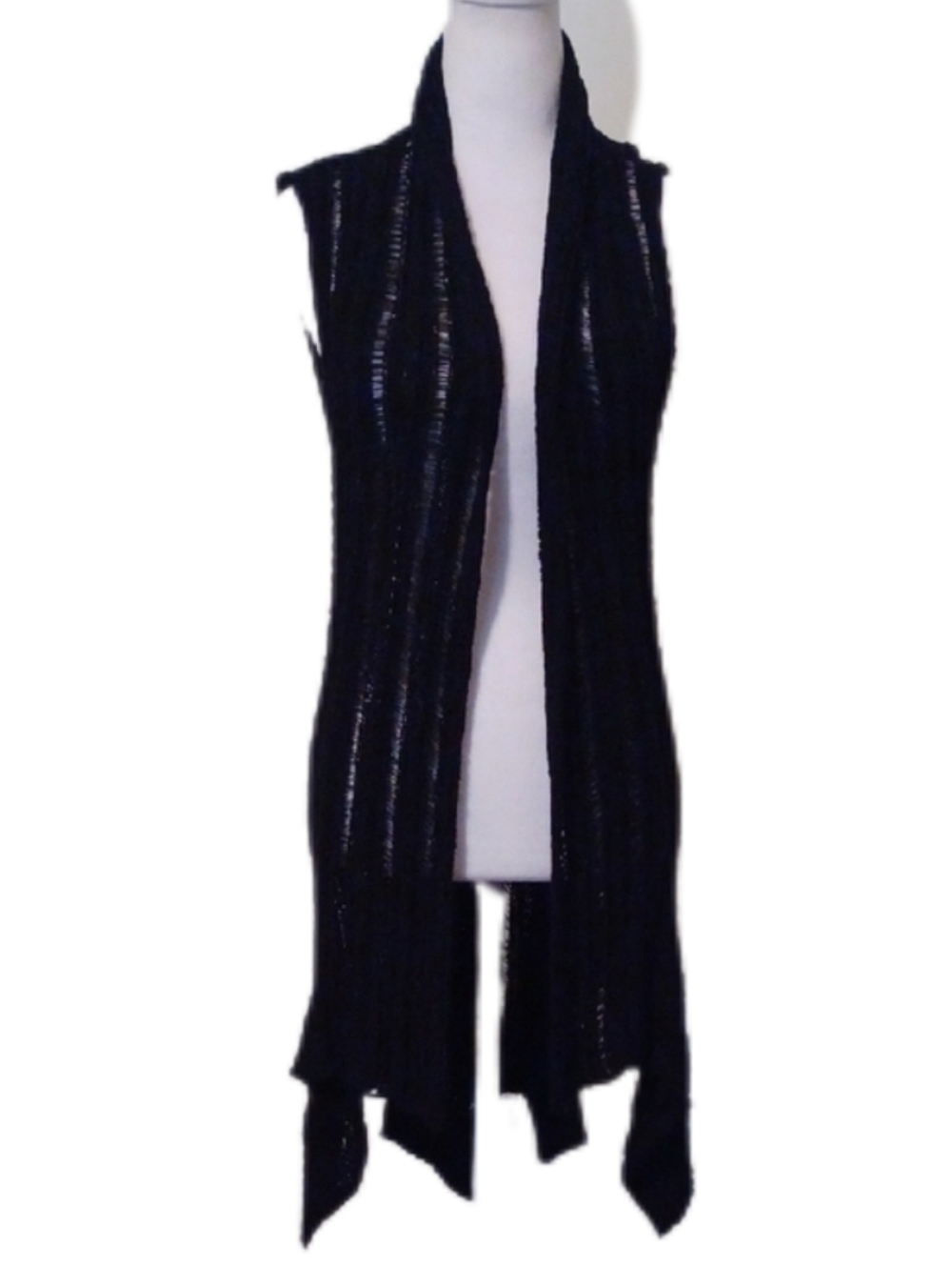 <> BCBGMaxAzria Black Open-Front Knit Women's Vest Size Large